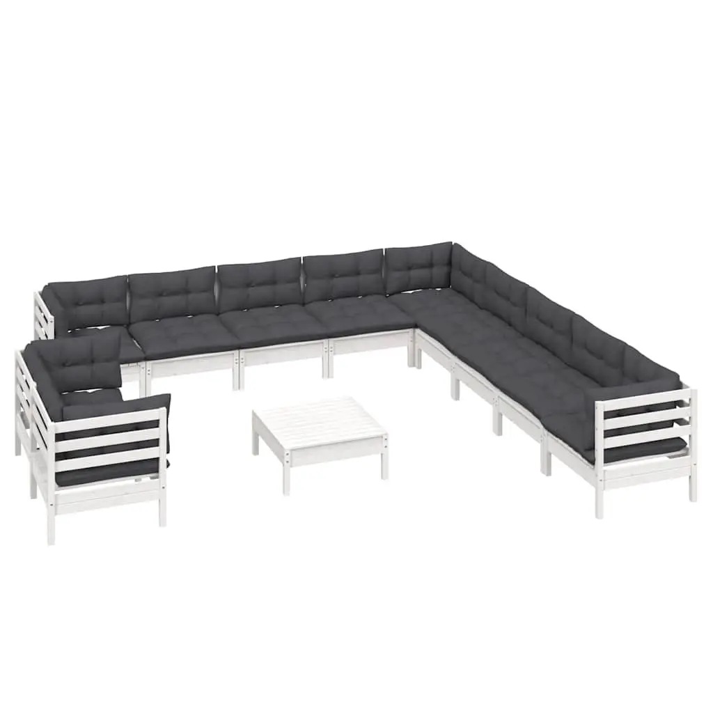 12-Piece Garden Lounge Set with White Cushions