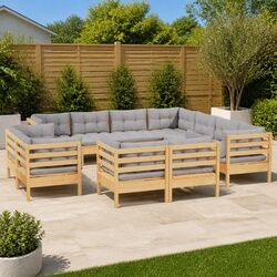 Sturdy Modular Garden Lounge Set with Grey Cushions