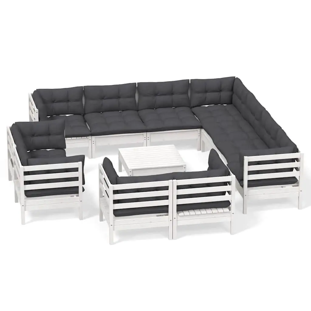 12 Piece White Garden Lounge Set for Outdoor Spaces