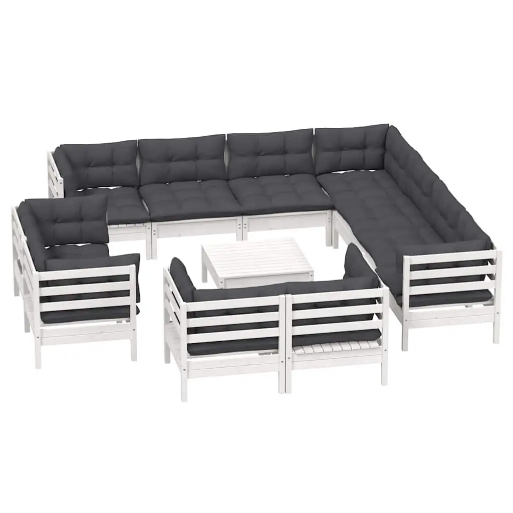 12 Piece White Garden Lounge Set for Outdoor Spaces