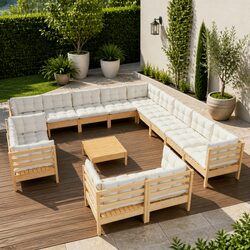 Sturdy 14-Piece Garden Lounge Set in Solid Pinewood