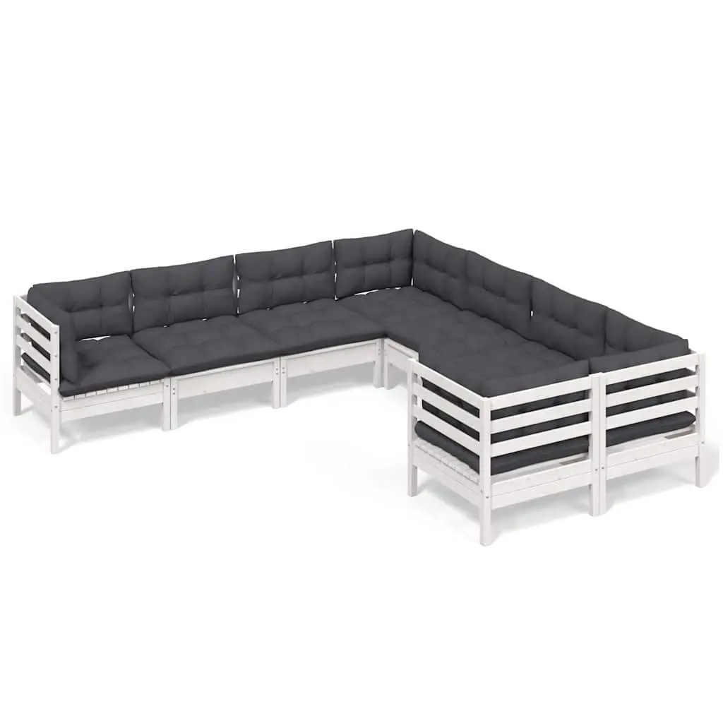 Modular Outdoor Lounge Set 8 Piece White Cushions