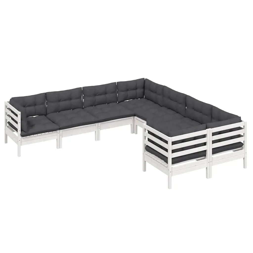 Modular Outdoor Lounge Set 8 Piece White Cushions