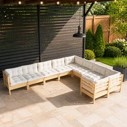 Pinewood Garden Lounge Set - 9 Piece Outdoor Furniture