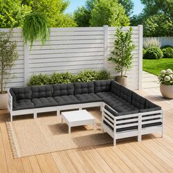 Modular 10-Piece Outdoor Lounge Set with Cushions