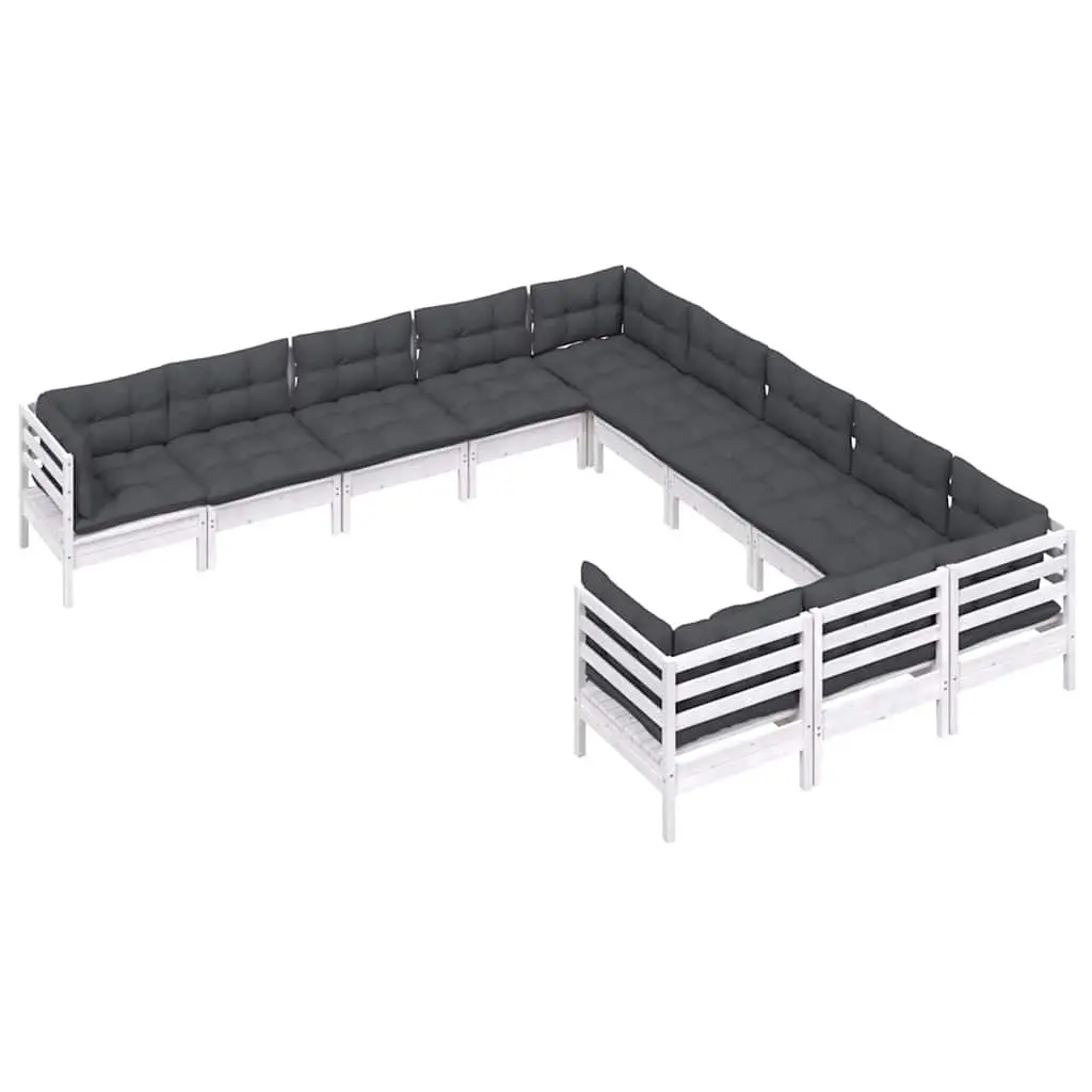 11 Piece Garden Lounge Set in White Pinewood