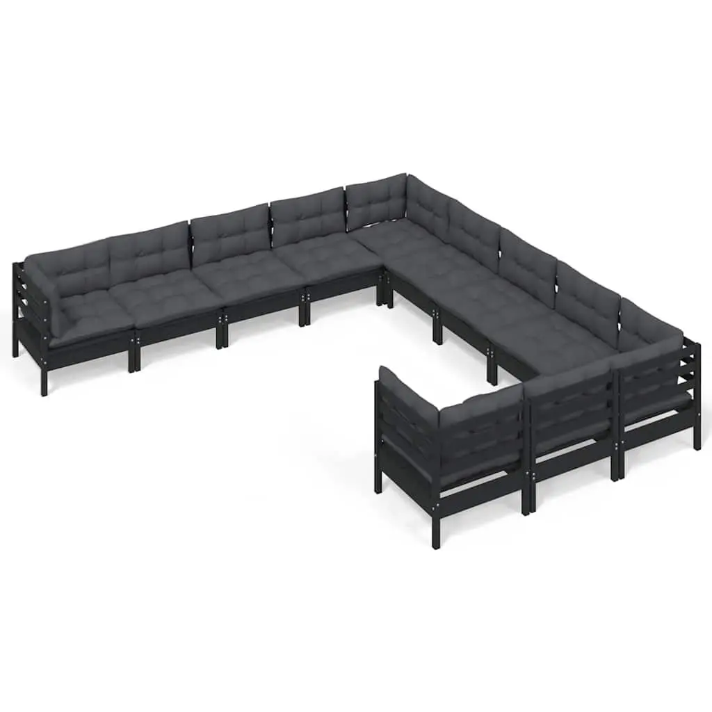 11 Piece Black Modular Outdoor Lounge Set