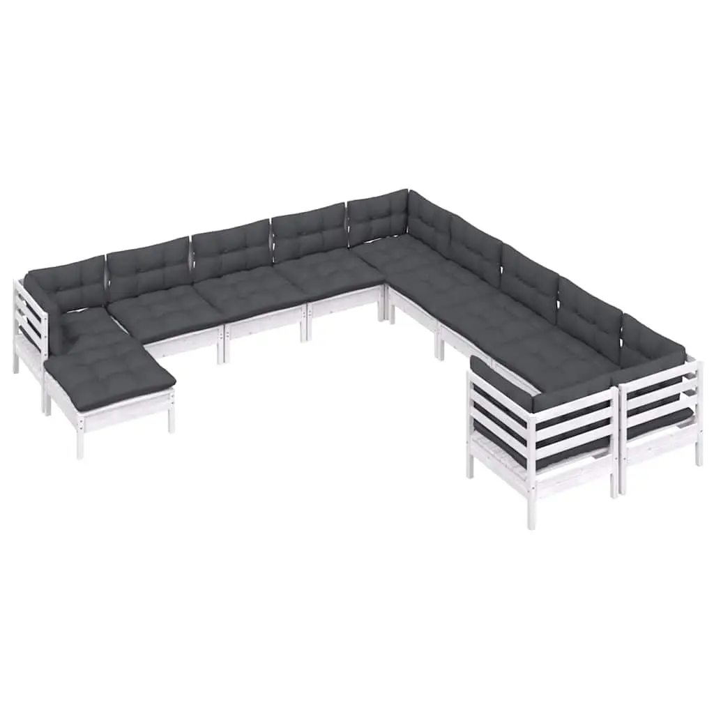 11-Piece White Wood Garden Lounge Set