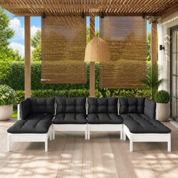Durable 6-Piece White Pinewood Garden Lounge Set