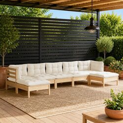 7-Piece Outdoor Patio Furniture Set with Cream Cushions