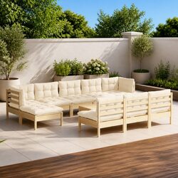 Premium Pinewood 11 Piece Garden Lounge Set
