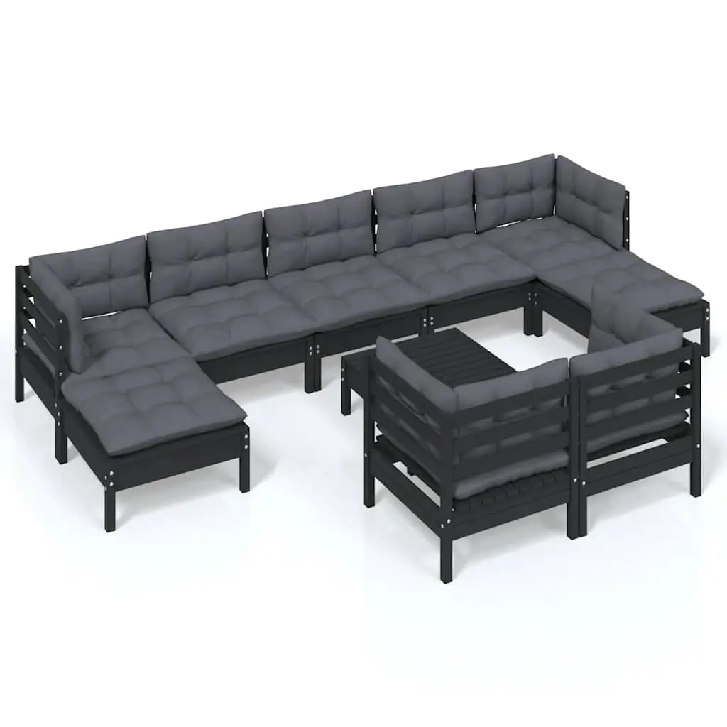10-Piece Modular Patio Lounge Set in Black