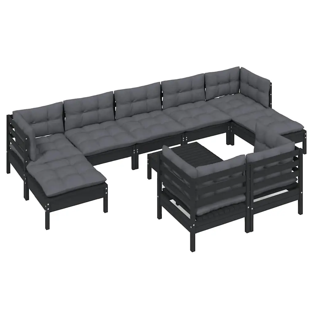 10-Piece Modular Patio Lounge Set in Black