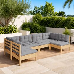 Durable Garden Lounge Set with Grey Cushions - 6 Pieces