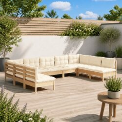 Superior 9-Piece Modular Garden Lounge Set with Cream Cushions