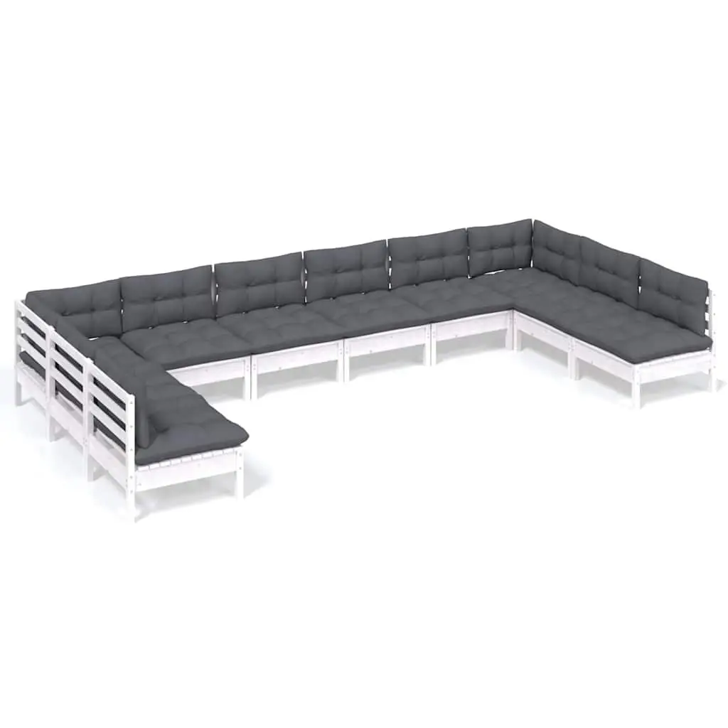 10 Piece Modular Garden Lounge Set in White