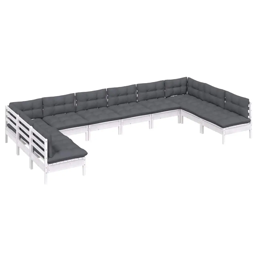 10 Piece Modular Garden Lounge Set in White