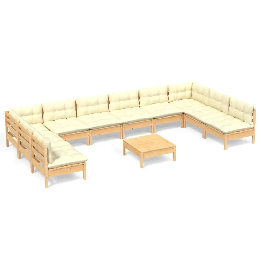 11 Piece Modular Garden Lounge Set in Cream