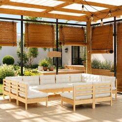 11-Piece Modular Garden Lounge Set with Cream Cushions