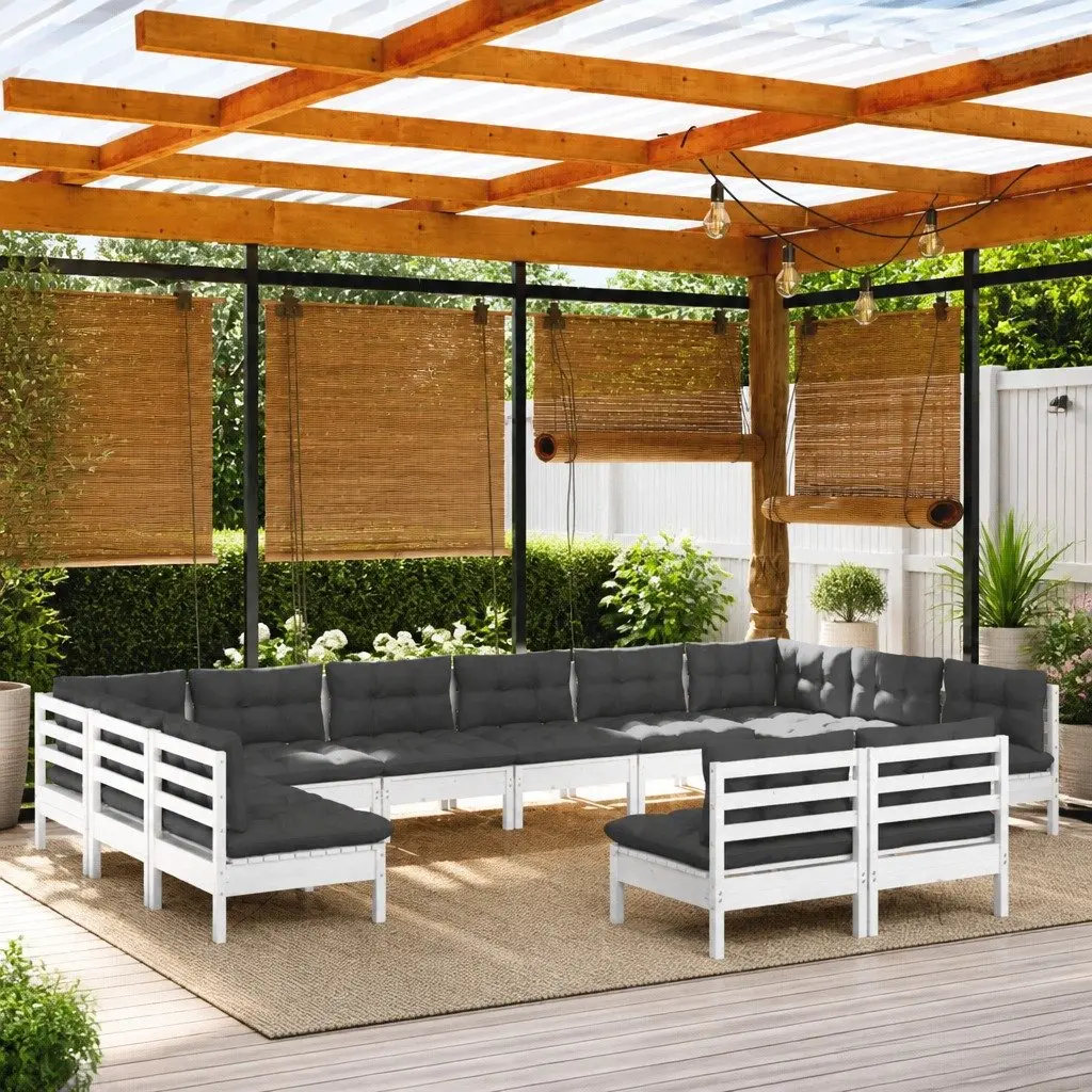 12 Piece White Patio Furniture Garden Lounge Set