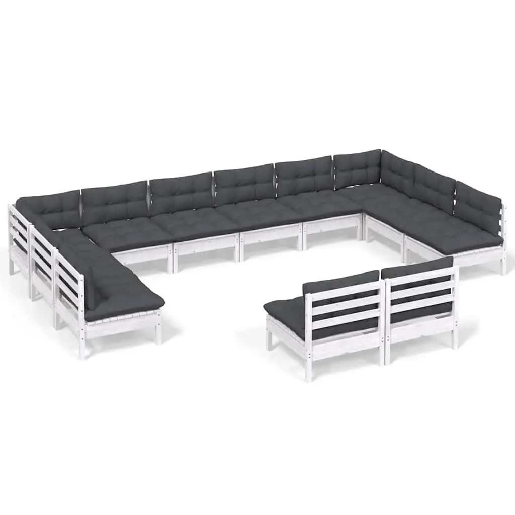 12 Piece White Patio Furniture Garden Lounge Set