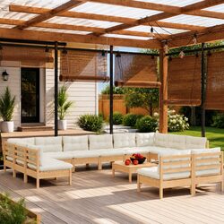 Premium 13-Piece Modular Garden Lounge Set in Cream