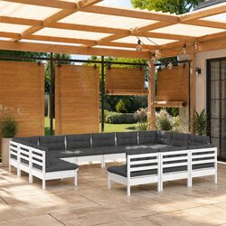 13-Piece White Outdoor Garden Lounge Set with Cushions