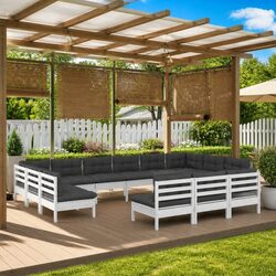 Sturdy 14 Piece Garden Lounge Set in White Pinewood