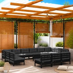 Premium 14-Piece Outdoor Garden Lounge Set in Black Pinewood