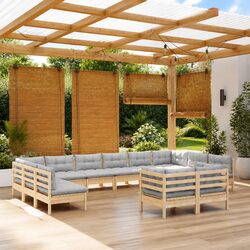 12-Piece Modular Garden Lounge Set with Pinewood Frame