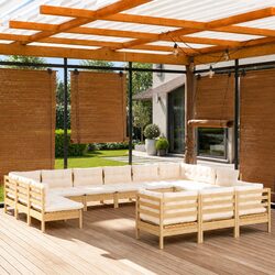 Durable 13 Piece Pinewood Garden Lounge Set