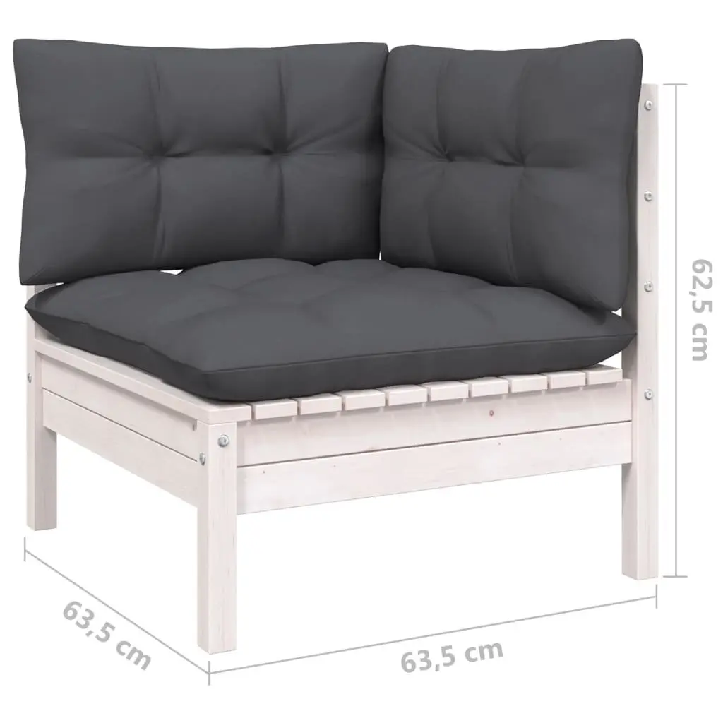 Garden Lounge Set 14 Piece Outdoor Furniture White Pinewood with Cushions