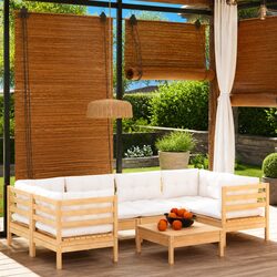 7-Piece Outdoor Garden Lounge Set with Cream Cushions