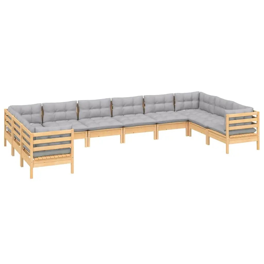 10 Piece Modular Garden Lounge Set in Grey