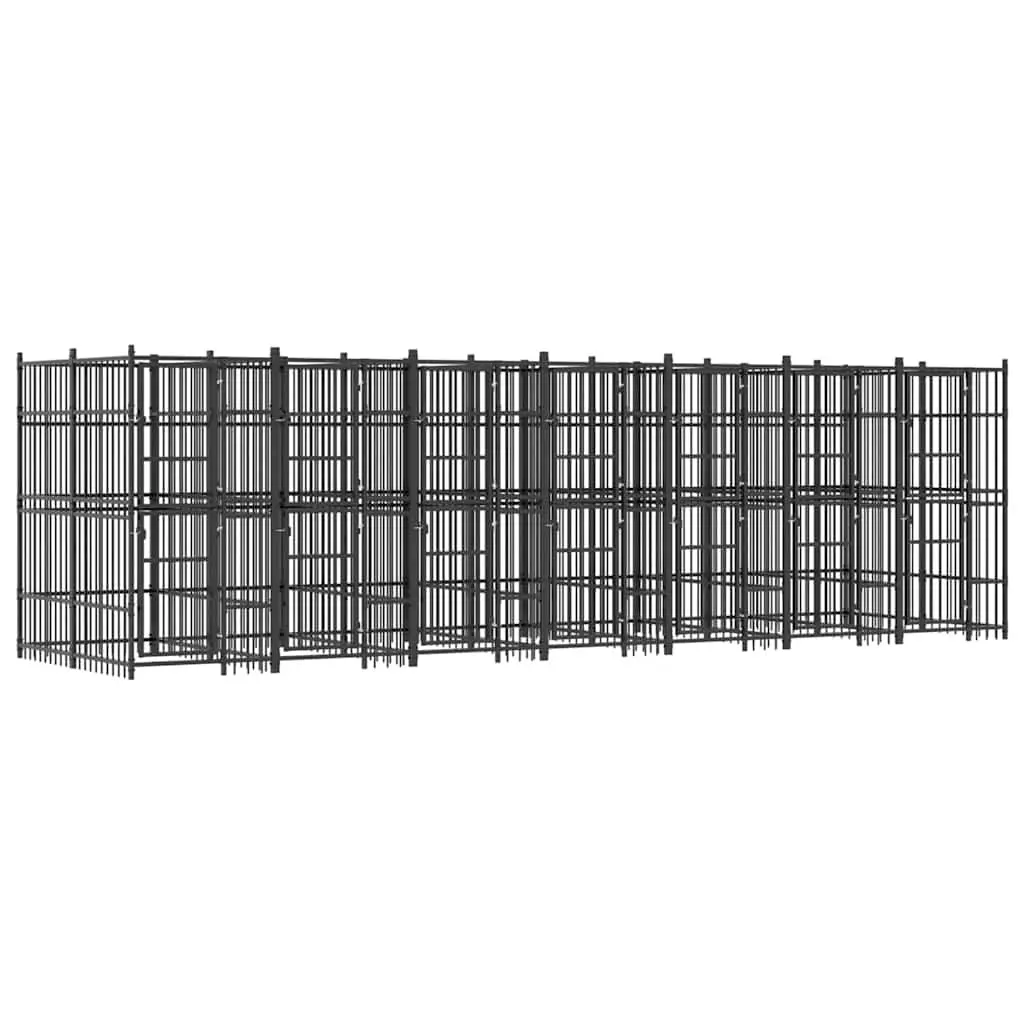 Dog Kennel Outdoor Steel Cage 12.9 m² Exercise Pen Run Lockable Door