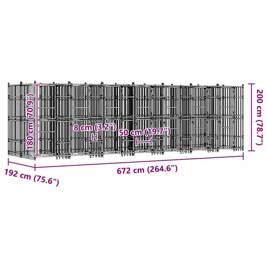 Dog Kennel Outdoor Steel Cage 12.9 m² Exercise Pen Run Lockable Door
