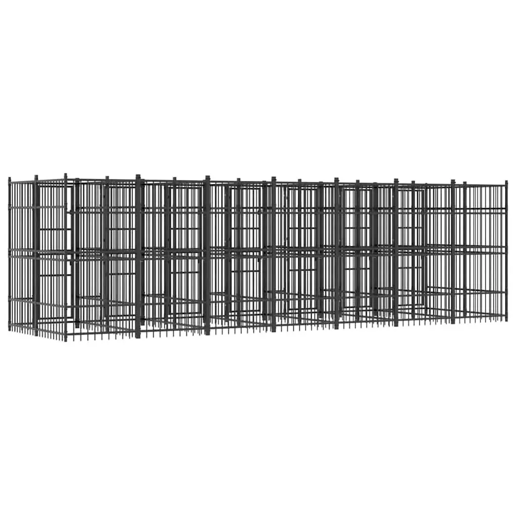 Dog Kennel Outdoor Steel Cage 12.9 m² Exercise Pen Run Lockable Door