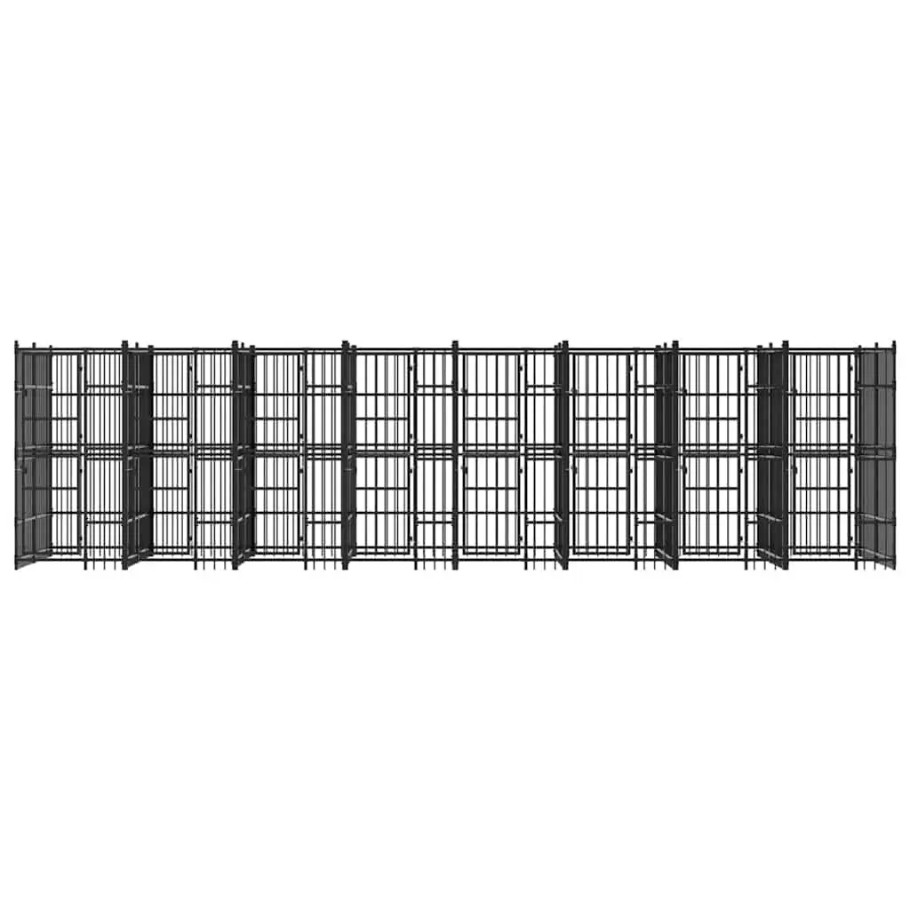 Dog Kennel Steel Outdoor Exercise Pen Enclosure Black