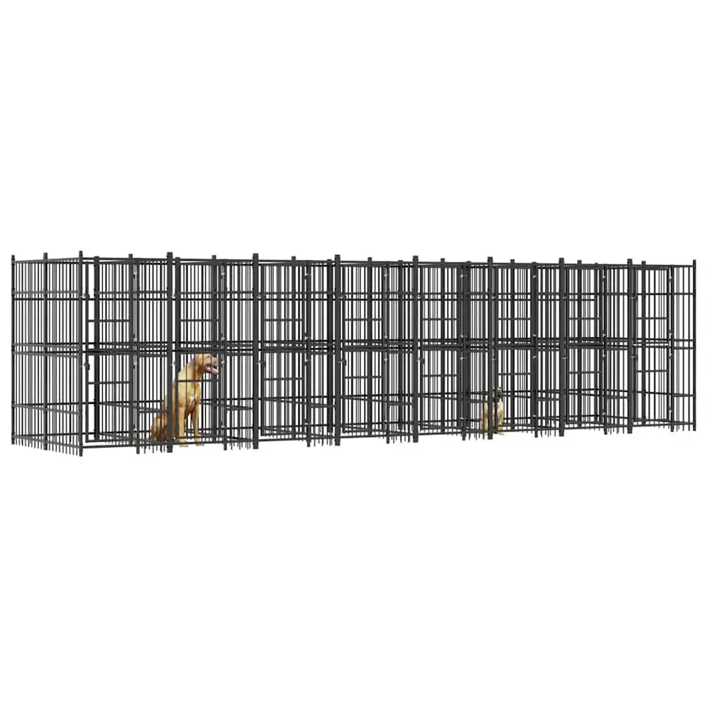 Dog Kennel Steel Outdoor Exercise Pen Enclosure Black