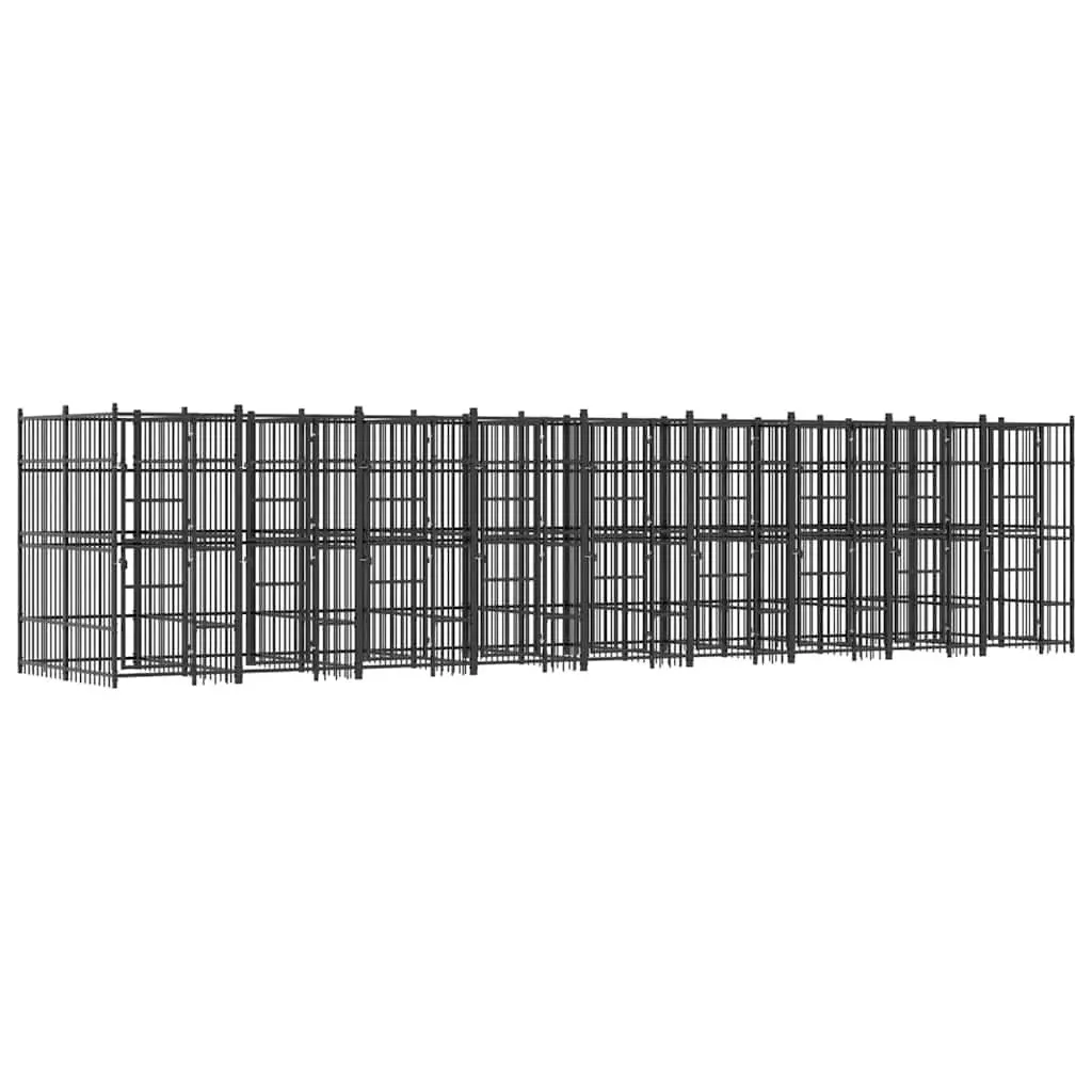 Dog Kennel Powder-coated Steel Large Black Exercise Run Pen