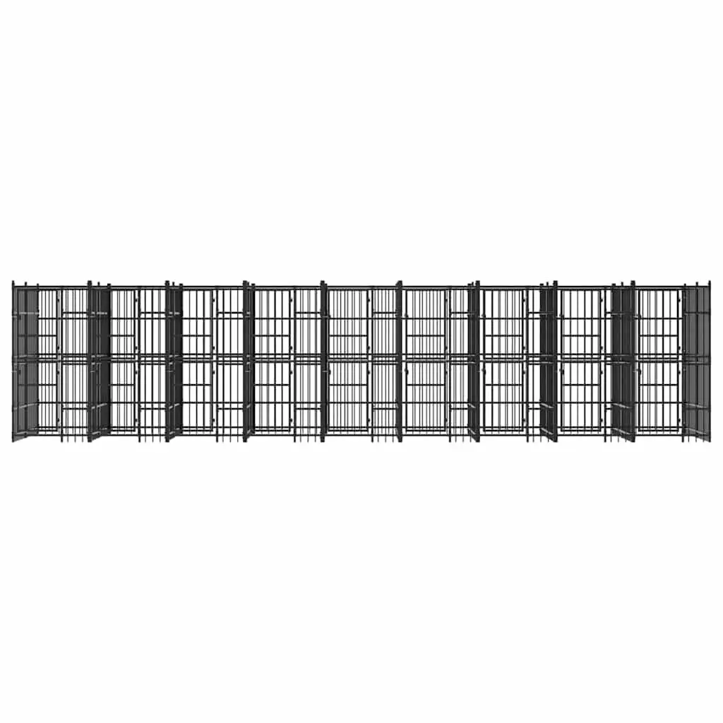 Dog Kennel Powder-coated Steel Large Black Exercise Run Pen