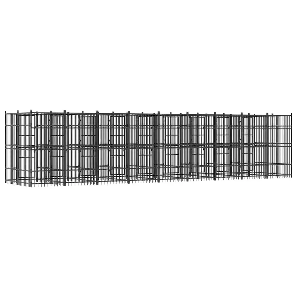 Dog Kennel Powder-coated Steel Large Black Exercise Run Pen