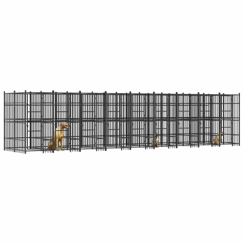 Dog Kennel Powder-coated Steel Large Black Exercise Run Pen