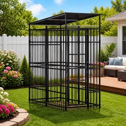 Outdoor Dog Kennel with Roof - Sturdy Steel Enclosure