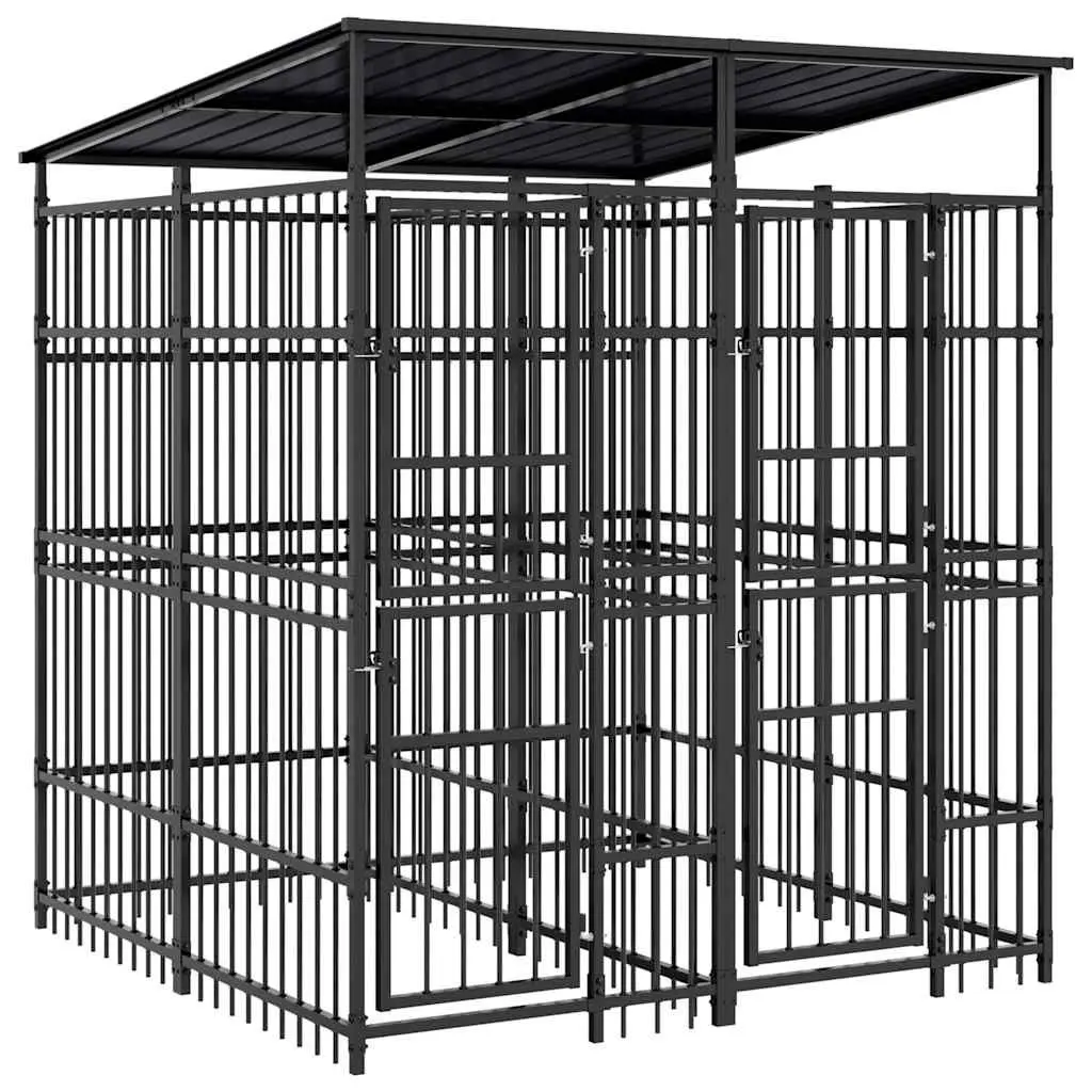 Steel Outdoor Dog Kennel with Roof