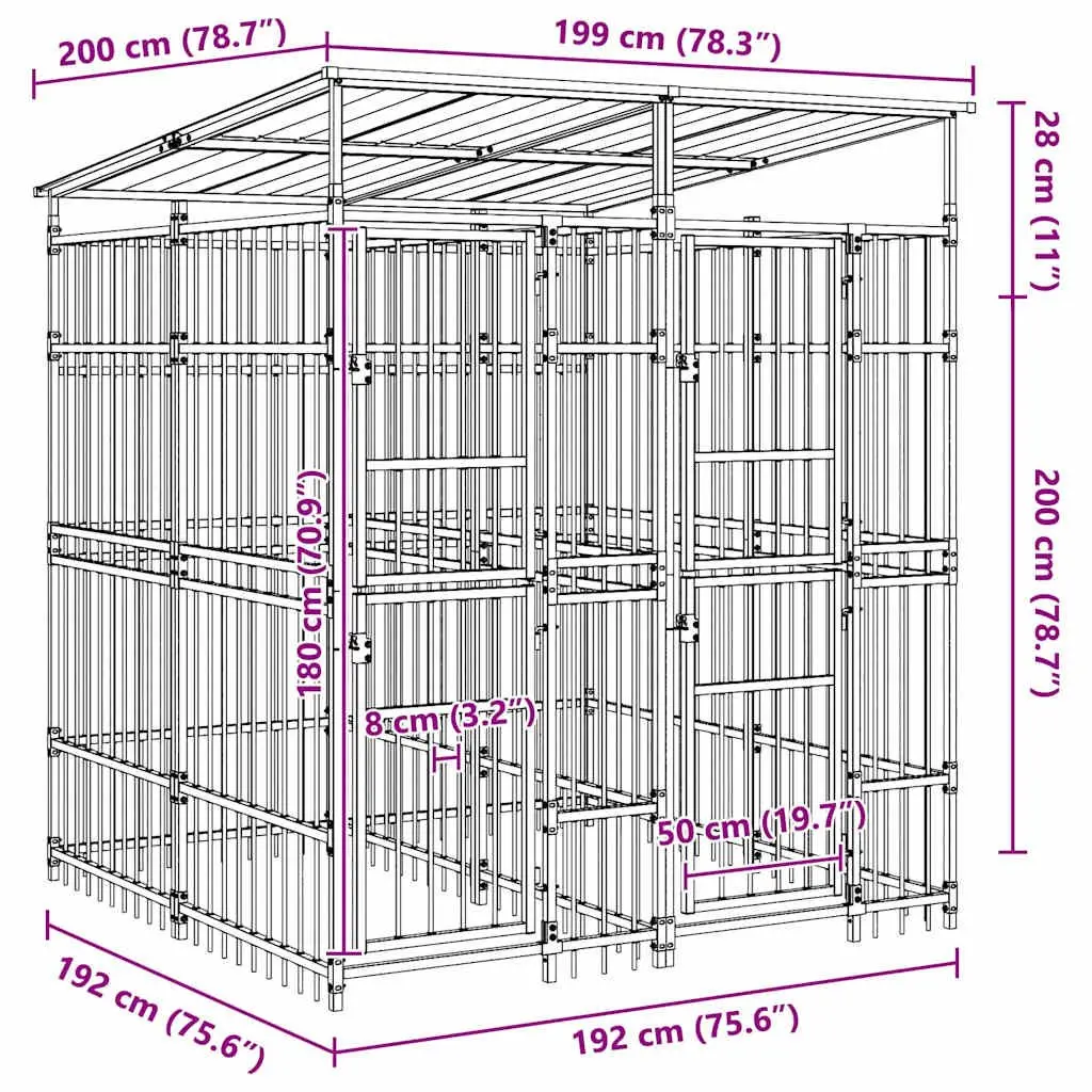 Steel Outdoor Dog Kennel with Roof