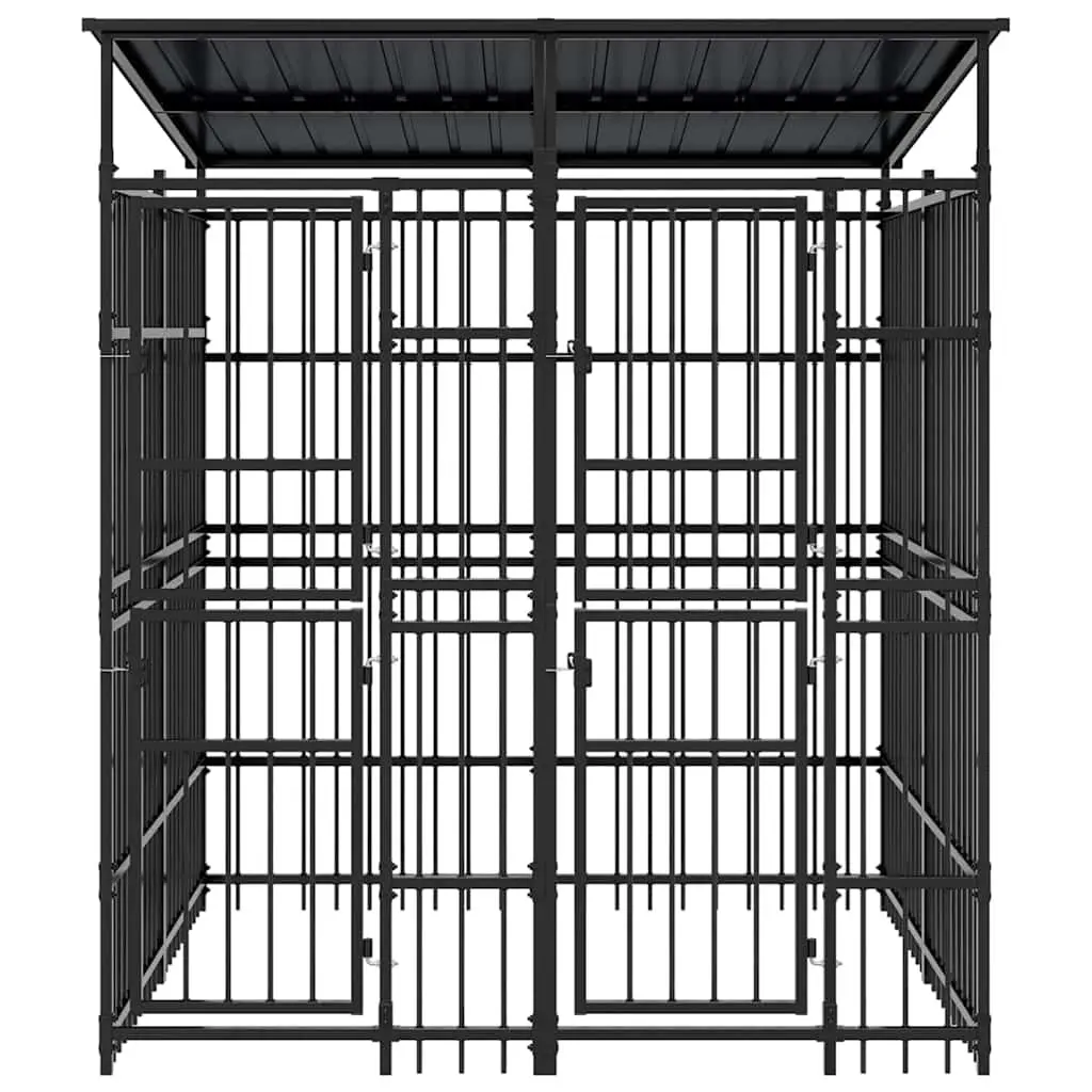 Steel Outdoor Dog Kennel with Roof