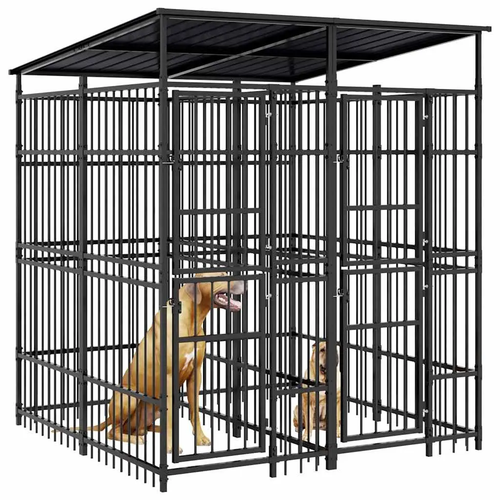Steel Outdoor Dog Kennel with Roof