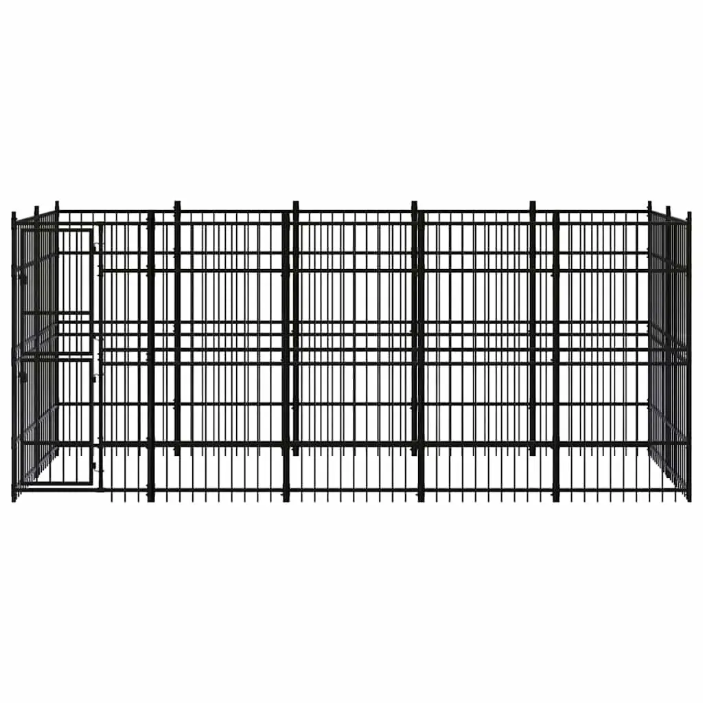 Dog Kennel Outdoor Steel Run Enclosure Large Black
