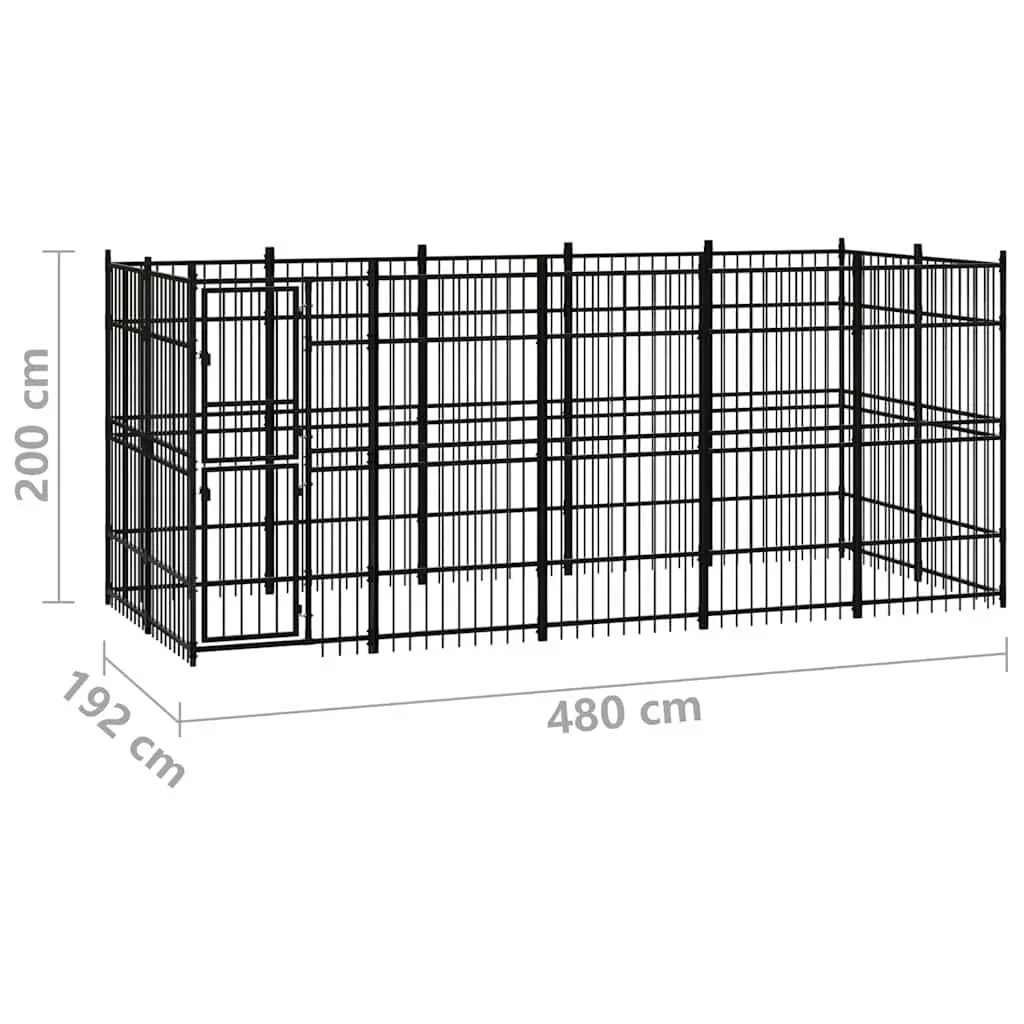 Dog Kennel Outdoor Steel Run Enclosure Large Black